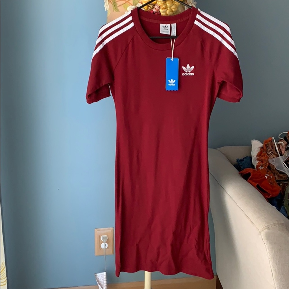 Adidas burgundy fitted dress